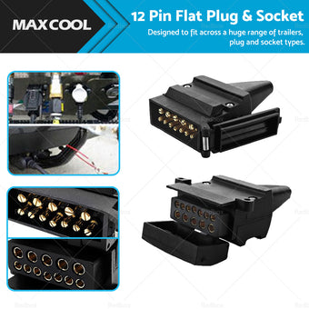 compare product Pair 12 Pin Plug and Socket Connectors Suitable For Trailer Camper Caravan 4WD