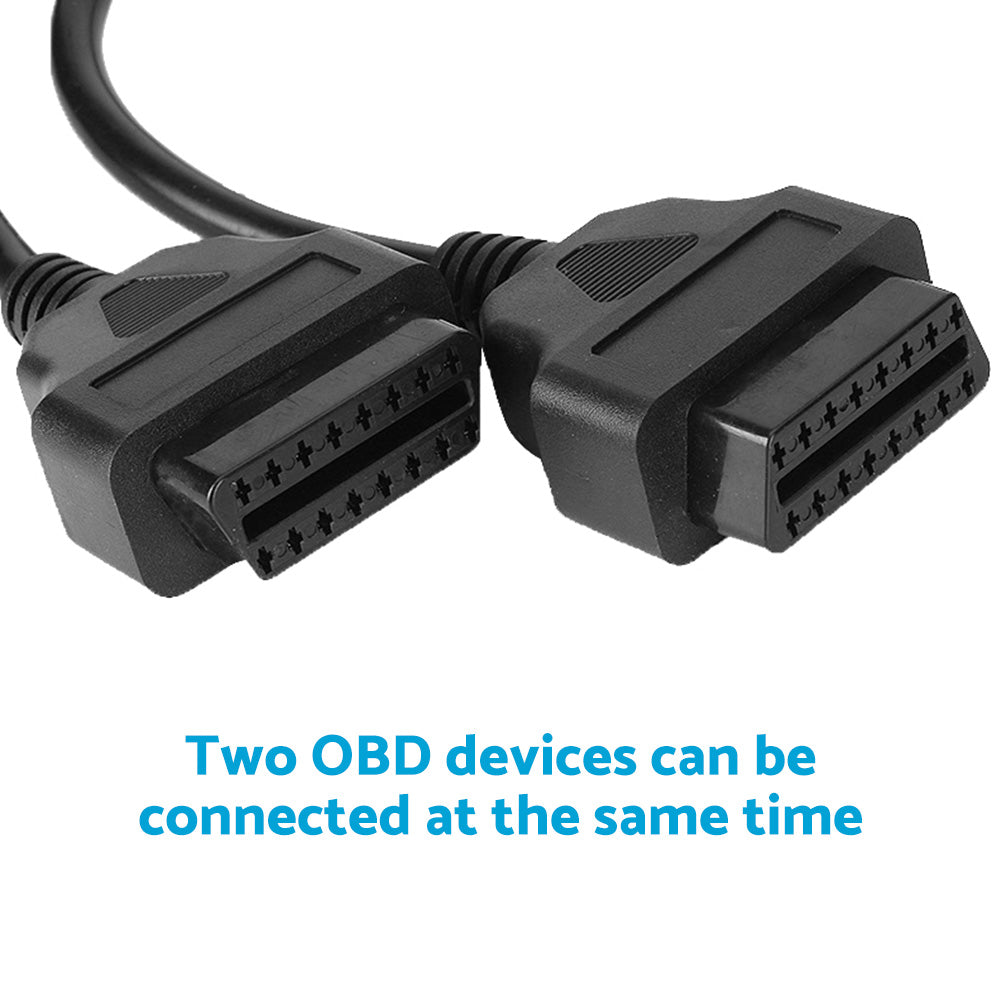 OBD2 16 Pin Splitter Extension Cable Male to Dual Female Y Lead 12 inch / 30 cm