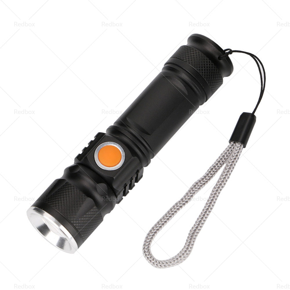 {{ 1pcs Black USB Rechargeable LED Flashlight Waterproof Torch Outdoor }} - Buy Car Parts Online at {{ Kaka Auto Parts }}.