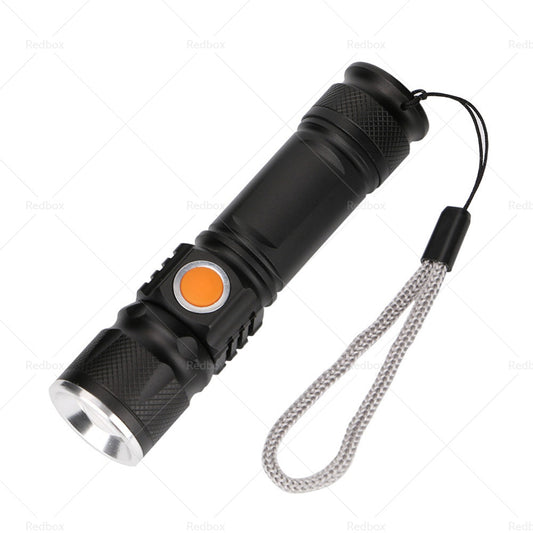 {{ 1pcs Black USB Rechargeable LED Flashlight Waterproof Torch Outdoor }} - Buy Car Parts Online at {{ Kaka Auto Parts }}.