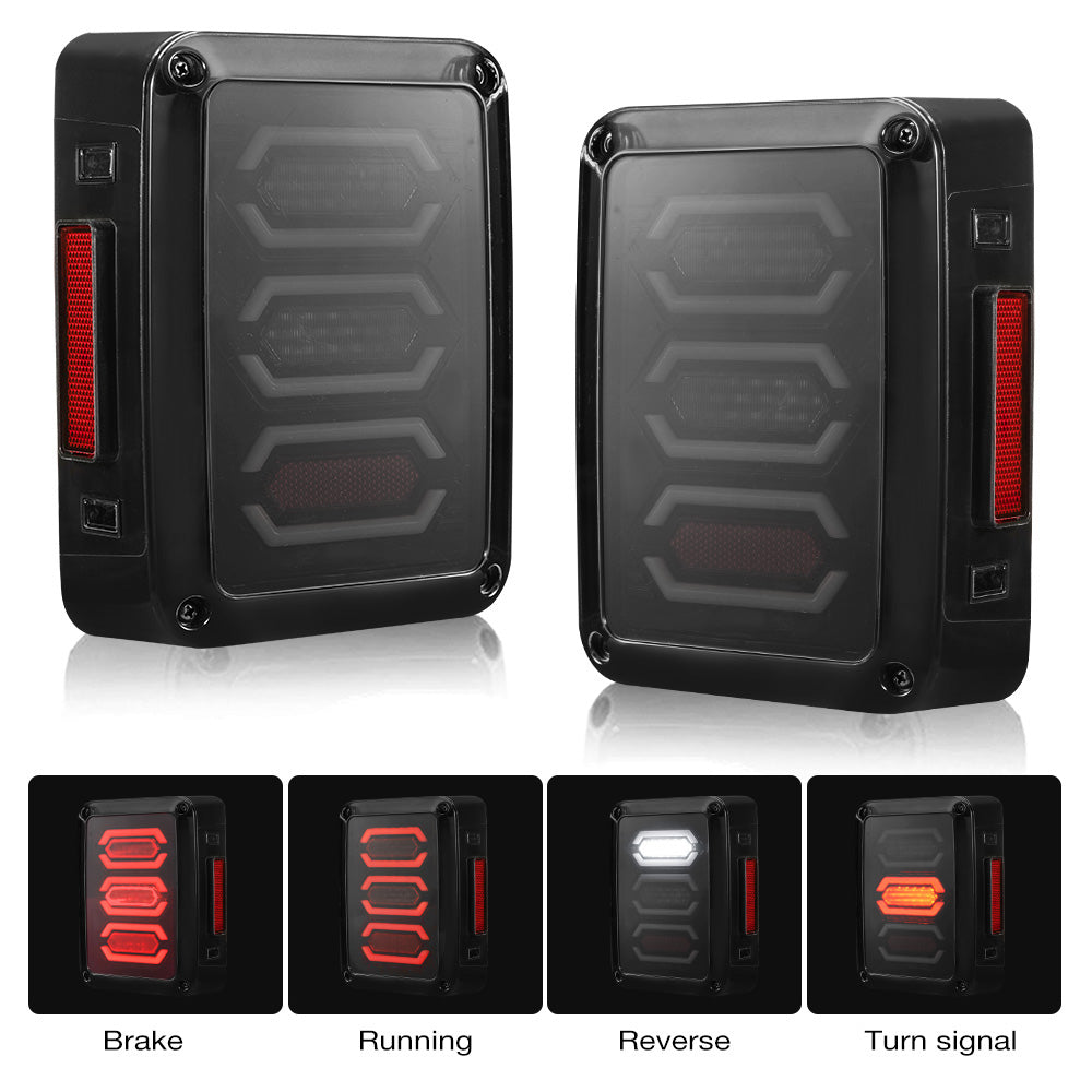 Smoked LED Tail Lights Rear Lamp Suitable For Jeep Wrangler JK 2007-2017