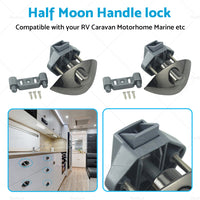 {{ 2x Zinc Alloy Half Moon Handle Push Lock Knob For Camper RV Kitchen Cabin Black }} - Buy Car Parts Online at {{ Kaka Auto Parts }}.