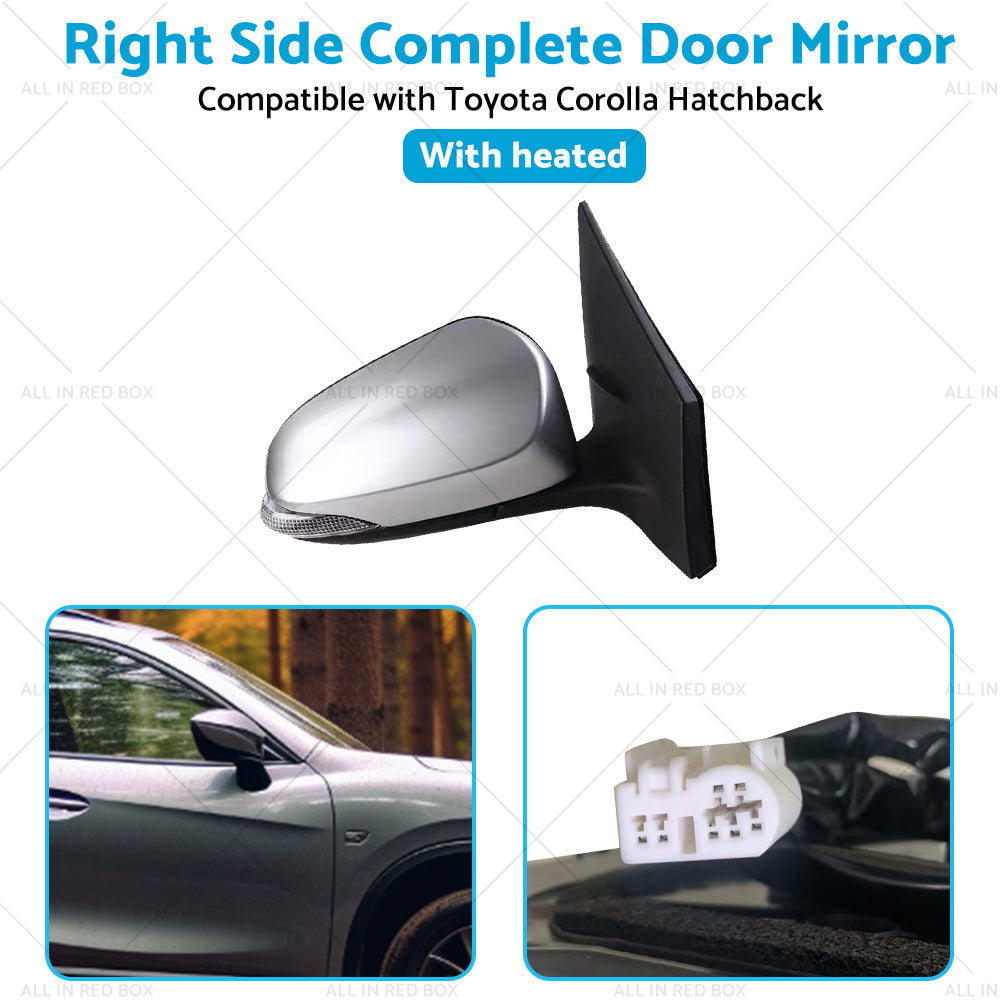{{ Door Mirror Suitable for Toyota Corolla ZRE182 12-18 Hatch Right Silver Heated }} - Buy Car Parts Online at {{ Kaka Auto Parts }}.