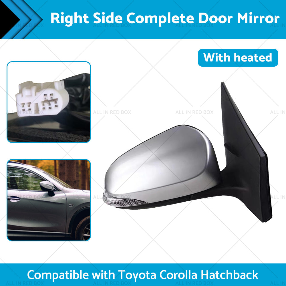 {{ Door Mirror Suitable for Toyota Corolla ZRE182 12-18 Hatch Right Silver Heated }} - Buy Car Parts Online at {{ Kaka Auto Parts }}.