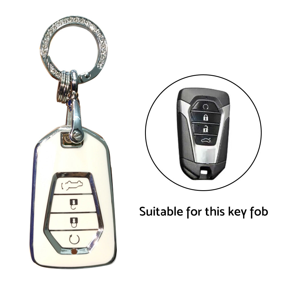 TPU 4-Button Car Remote Key Fob Cover Suitable For Isuzu D-MAX / MU-X MUX White