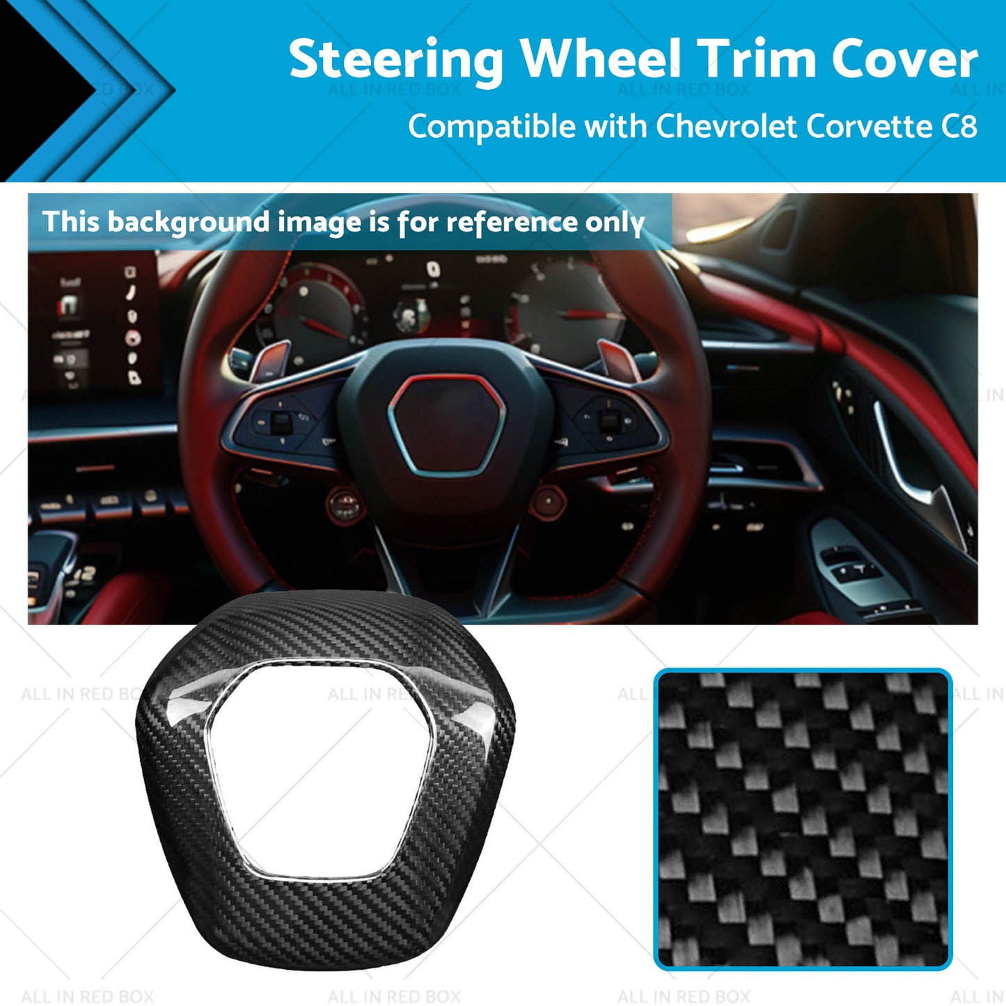 {{ Overlay Real Carbon Fiber Steering Wheel Center Cover Suitable For Corvette C8 }} - Buy Car Parts Online at {{ Kaka Auto Parts }}.