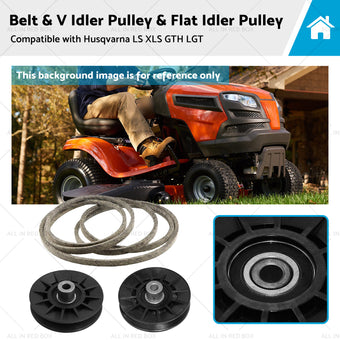 compare product Belt  and  V Idler Pulley  and  Flat Idler Pulley Suitable For Husqvarna LS XLS GTH LGT