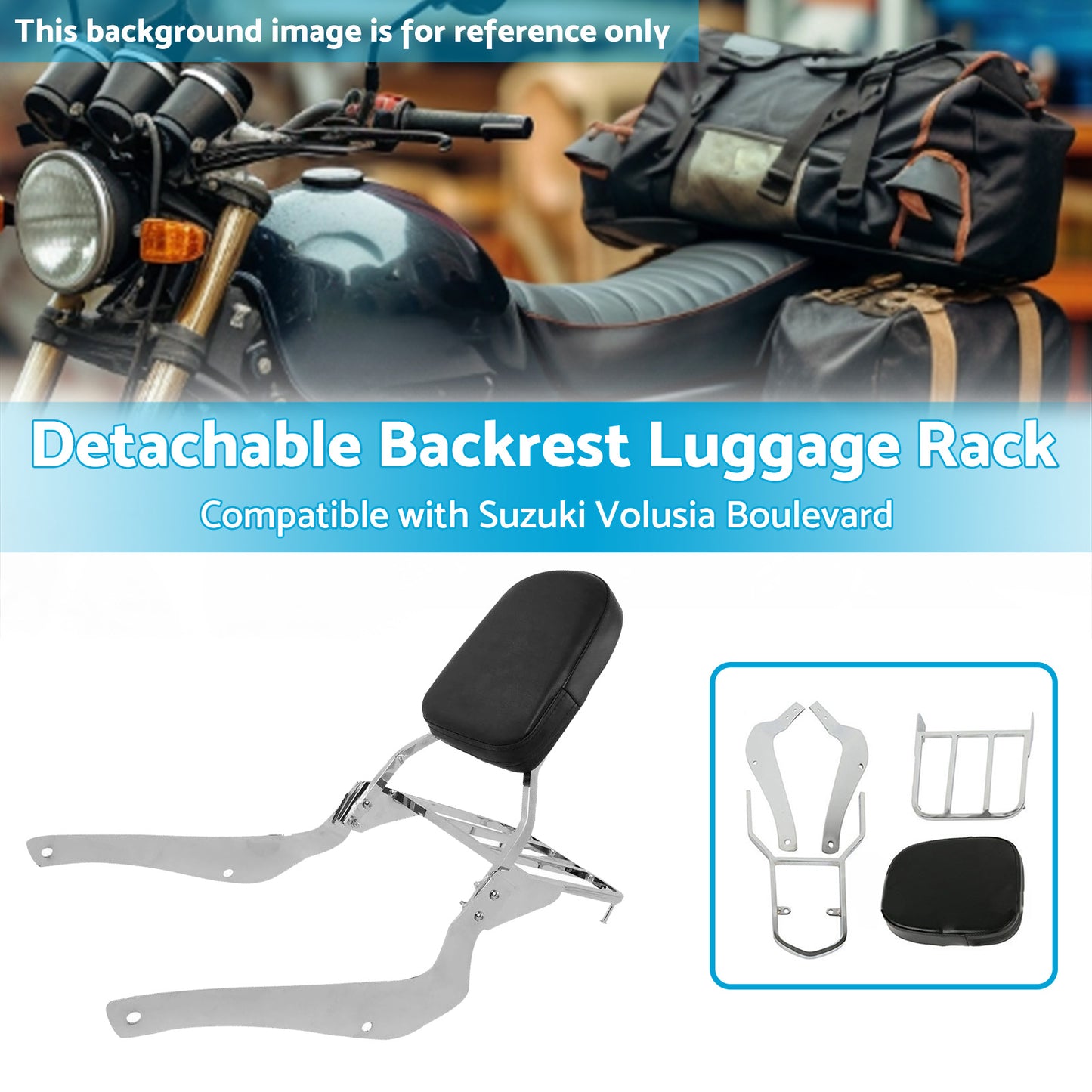 {{ Backrest Sissy Bar W  Luggage Rack Suitable For Suzuki Boulevard C50 2005-2011 }} - Buy Car Parts Online at {{ Kaka Auto Parts }}.