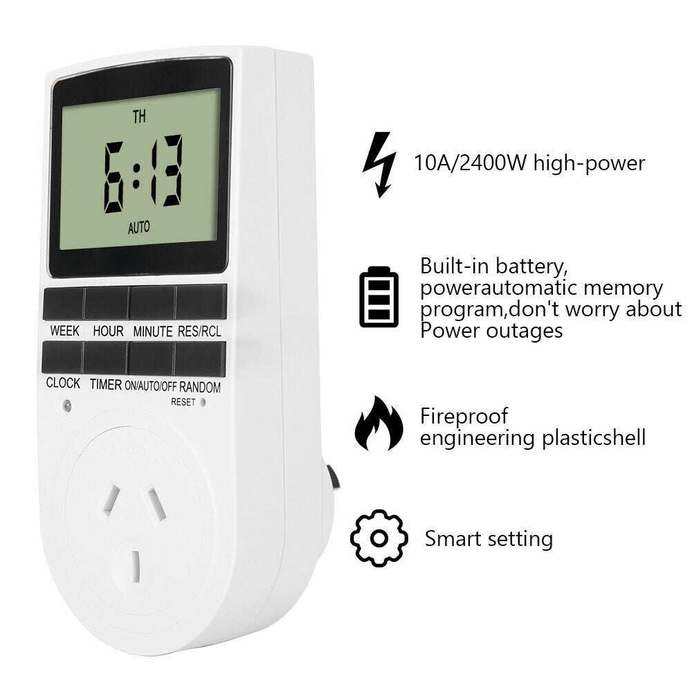 {{ 2Pcs 240V LCD Digital Timer Switch Automation Socket Electric Programmable Power }} - Buy Car Parts Online at {{ Kaka Auto Parts }}.