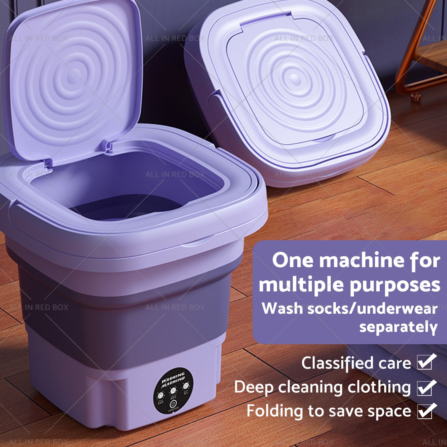 {{ 8L Foldable Washing Machine Portable 3 Modes Deep Cleaning Automatic Washer 240V }} - Buy Car Parts Online at {{ Kaka Auto Parts }}.