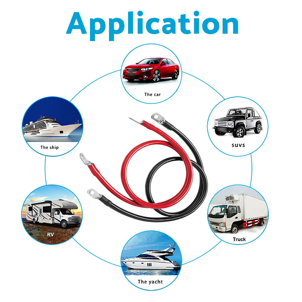 50cm 12V Battery Joiner Connector Lead Suitable For DC Wiring – 100A Cable With Red & Black Lugs