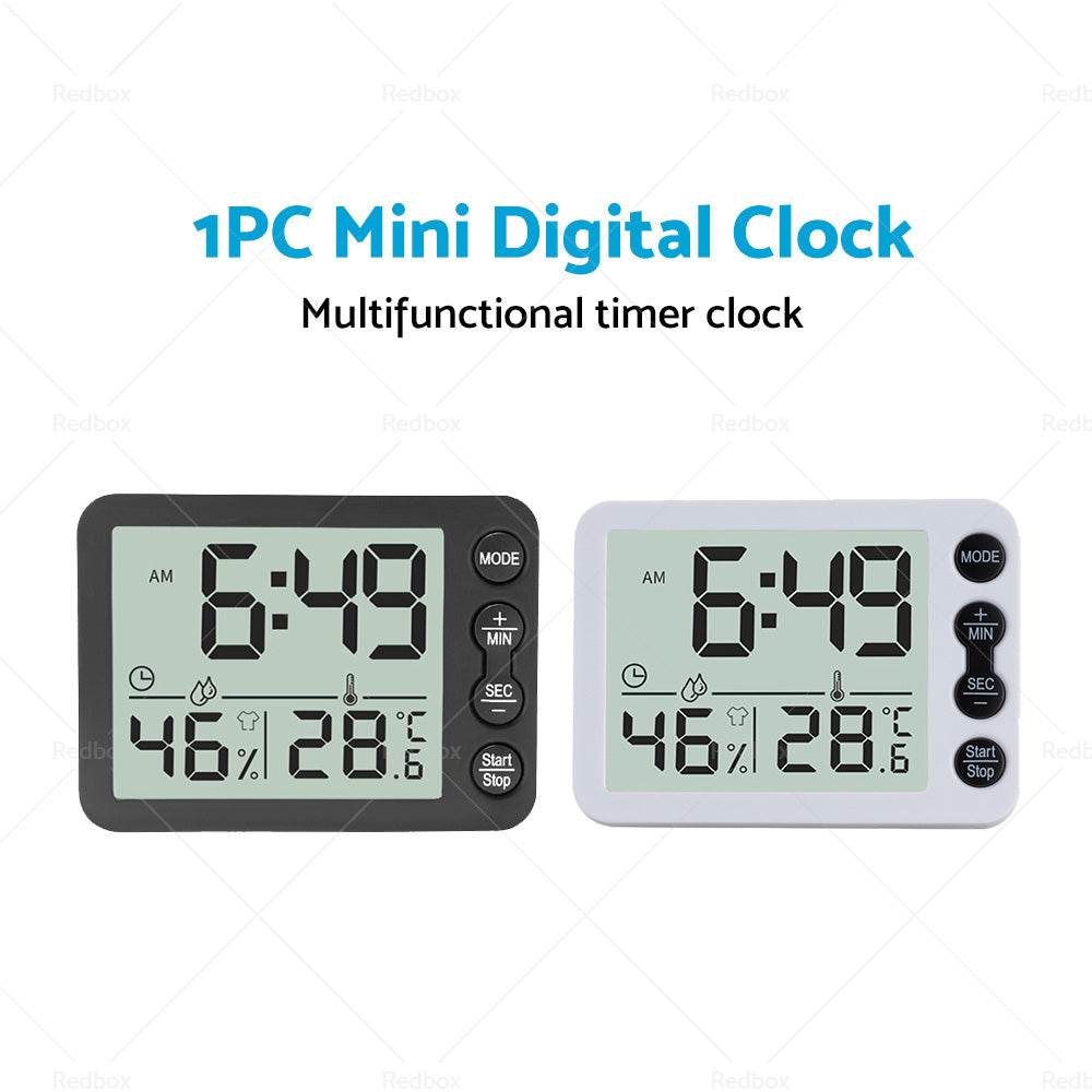 {{ Small Mini Digital Clock Temperature 鈩 Alarm Travel LCD LED Battery Black White }} - Buy Car Parts Online at {{ Kaka Auto Parts }}.