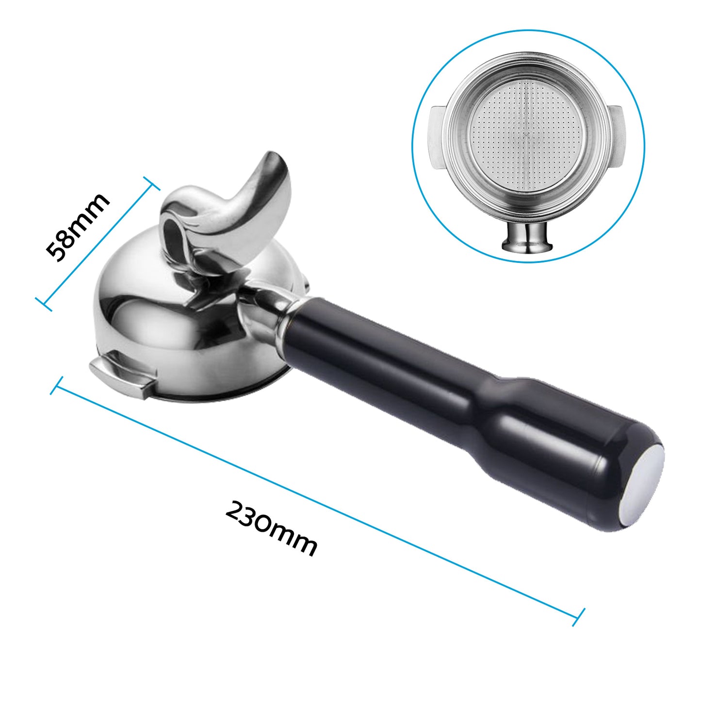 58MM 2 Spout Filter Portafilter Suitable For E61 Expobar Gemilai Coffee Machine