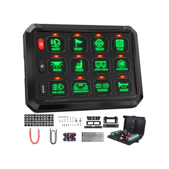 compare product 12 Gang RGB Switch Panel Kit With Labels Suitable For Universal Offroad Vehicles