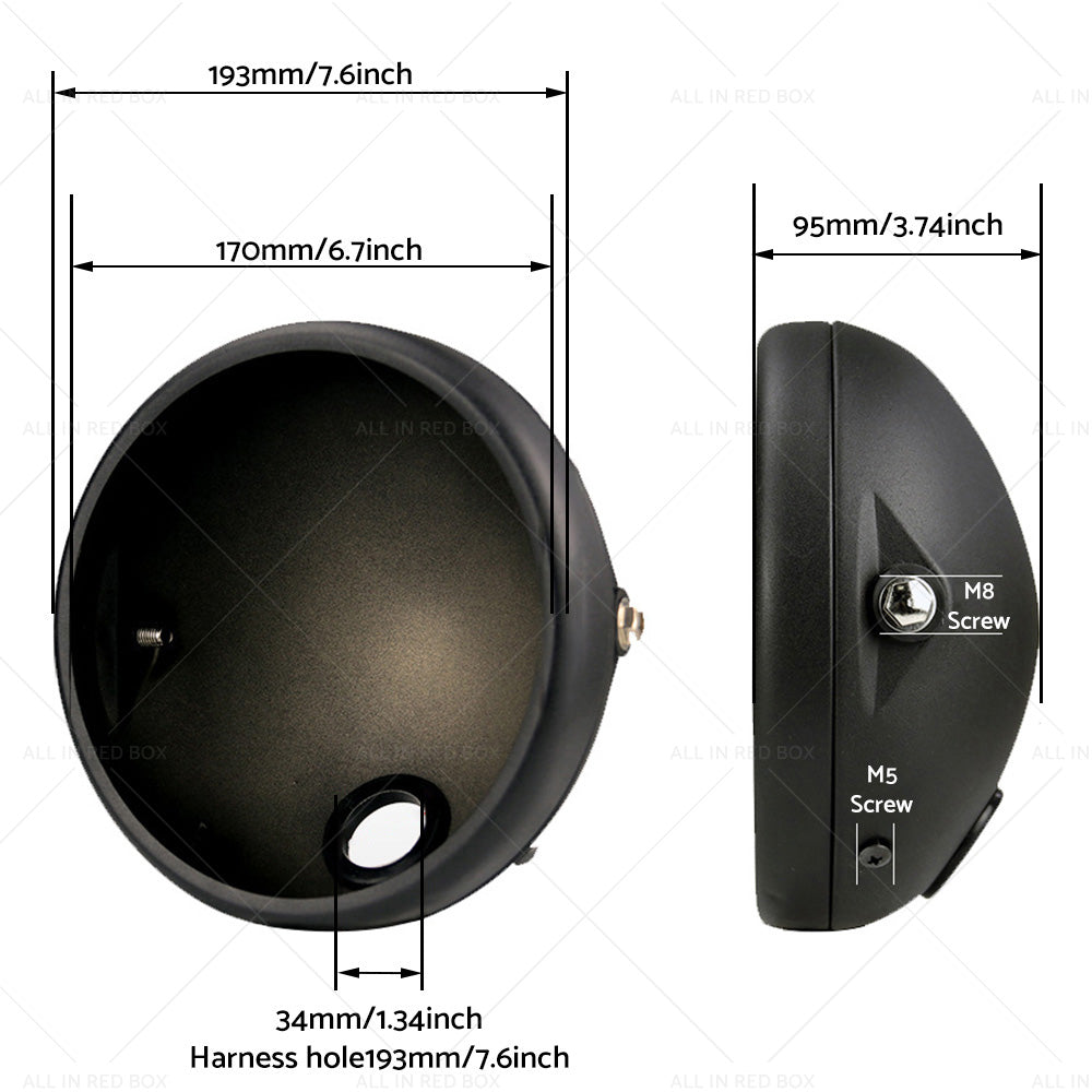 {{ 7inch Inch Motorcycle Head Light Bulb Bucket Housing Bracket Suitable For Harley }} - Buy Car Parts Online at {{ Kaka Auto Parts }}.