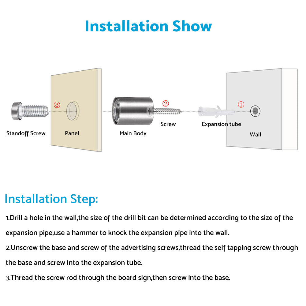 20x Stainless Steel Standoff Bolts Suitable For Sign & Advertisement Mounting