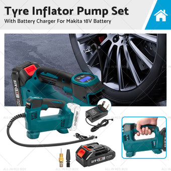 compare product Cordless Portable Tyre Inflator Pump w  Battery Charger For Makita 18V Battery