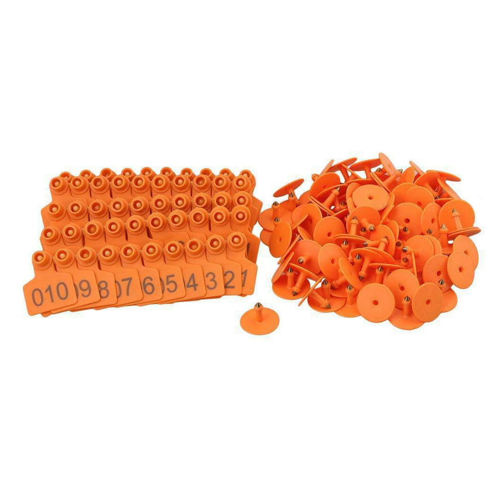 Small Plastic Livestock Ear Tags 5x4cm Numbered 100x Suitable For Sheep Cows Pigs Cattle