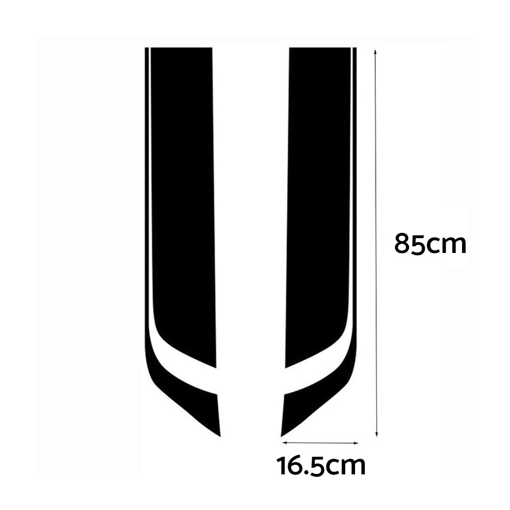 2x Wide Black Racing Car Hood Stripe Decals Vinyl Bonnet Stickers Suitable For Universal Cars