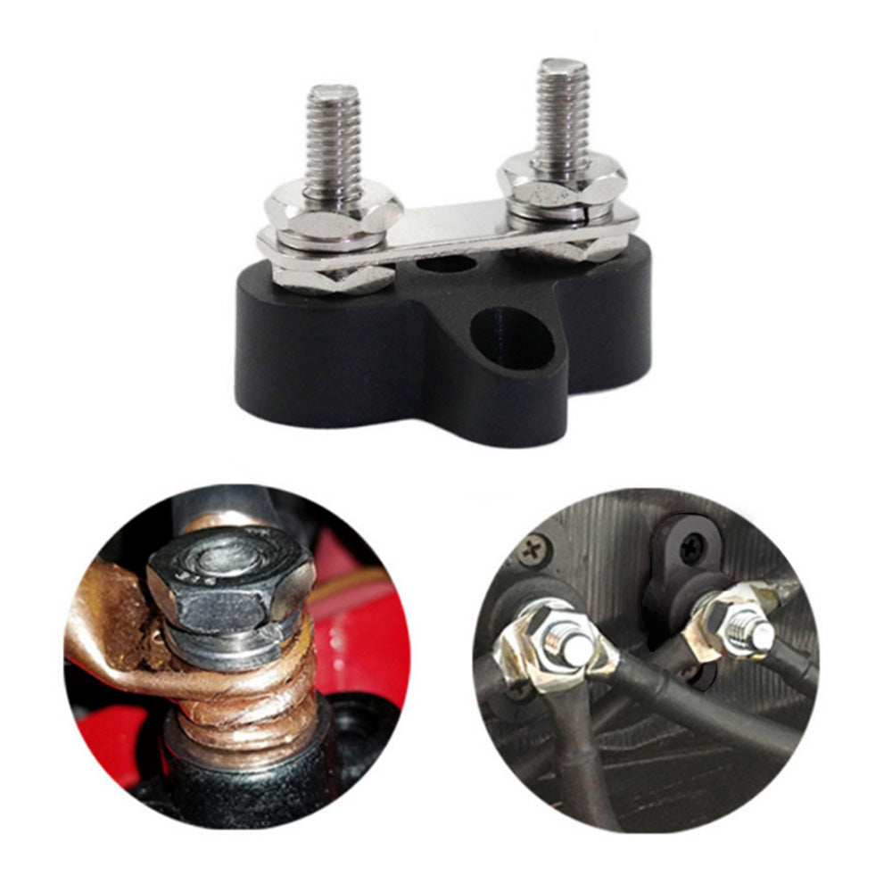Heavy Duty Dual M6 Bus Bar Terminal Block Power Distribution Stud Black Suitable For Automotive Applications