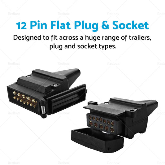 Pair 12 Pin Plug and Socket Connectors Suitable For Trailer Camper Caravan 4WD