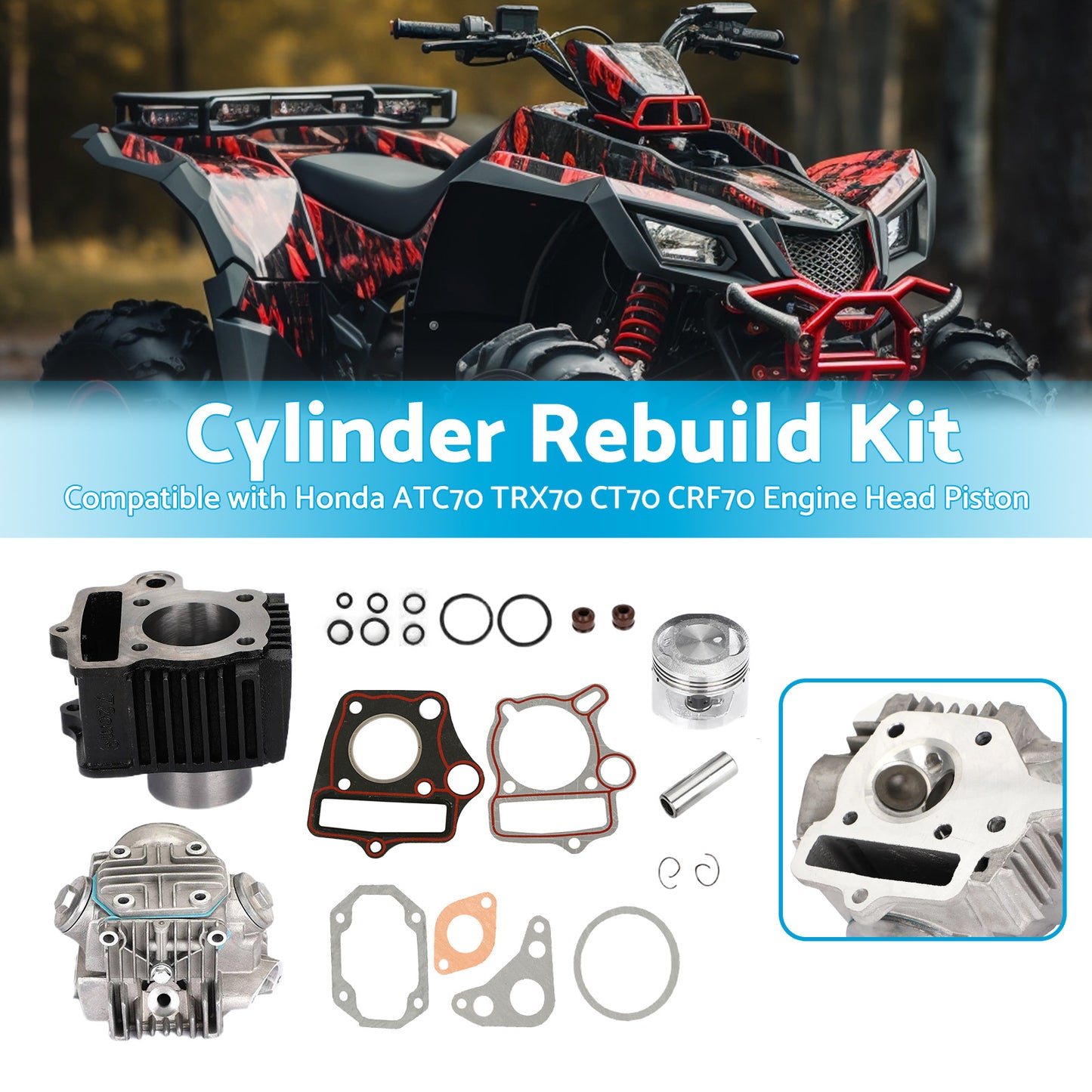 {{ Top End Rebuild Kit Suitable For Honda ATC70 TRX70 CT70 CRF70 Engine Head Piston }} - Buy Car Parts Online at {{ Kaka Auto Parts }}.