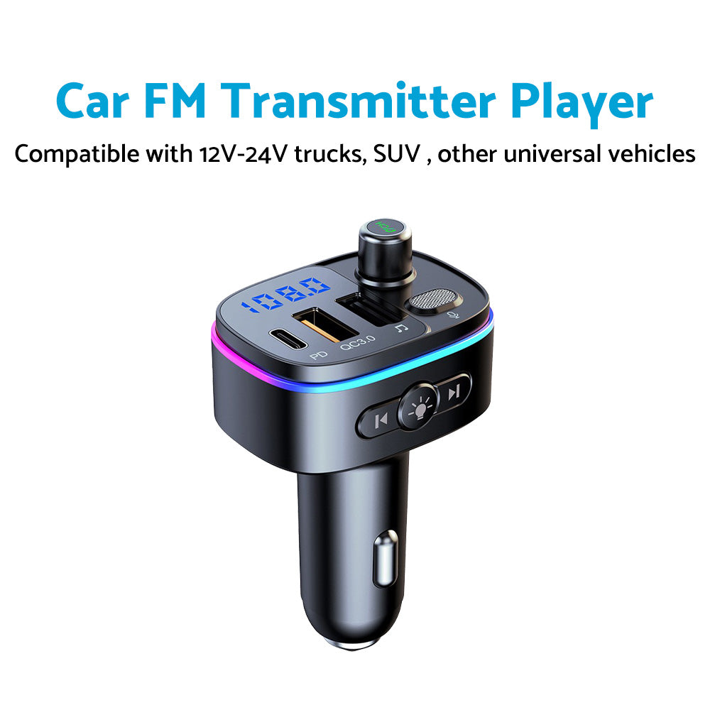 Bluetooth-compatible FM Transmitter Wireless Car Radio Adapter USB Charger Call