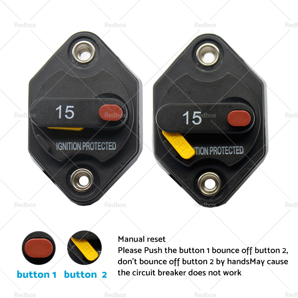{{ 15/20/25/30/40/50A AMP Circuit Breaker Waterproof 12V 32V DC Manual Reset }} - Buy Car Parts Online at {{ Kaka Auto Parts }}.