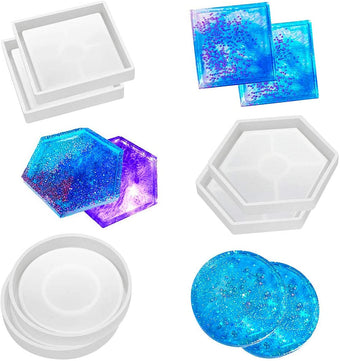 compare product 6x Coaster Resin Silicone Mold Suitable For Jewelry & Agate Making Craft Tool